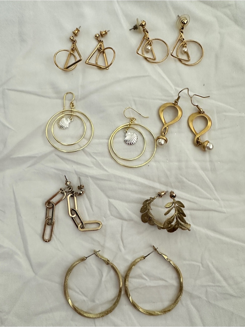 Gold-Tone Mixed Hoop and Dangle Earring Set - Gold Bundke $20